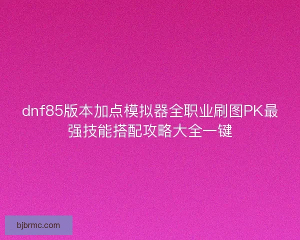 dnf85版本加点模拟器全职业刷图PK最强技能搭配攻略大全一键