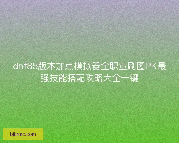 dnf85版本加点模拟器全职业刷图PK最强技能搭配攻略大全一键